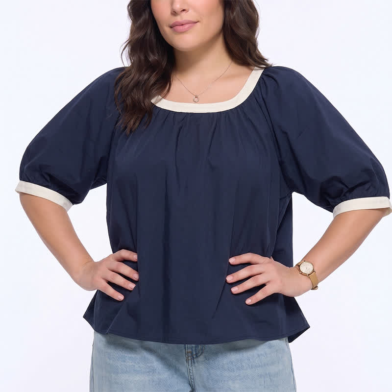 Lässige Bluse mit Kontrastbesatz für jeden Tag - image 7