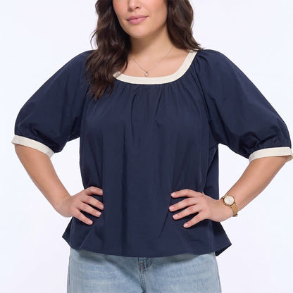 Lässige Bluse mit Kontrastbesatz für jeden Tag - image 7