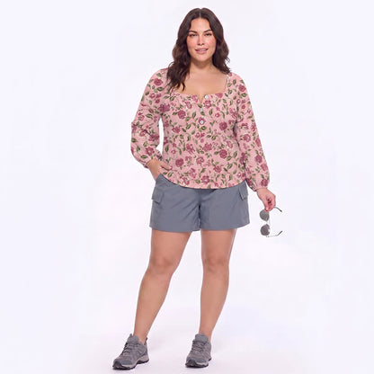 Bluse mit Blumenmuster und eckigem Ausschnitt in Übergröße - image 18