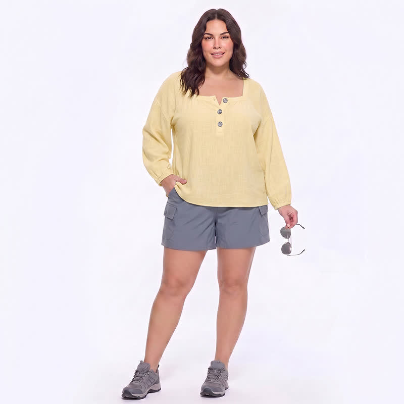 Bluse mit Blumenmuster und eckigem Ausschnitt in Übergröße - image 2