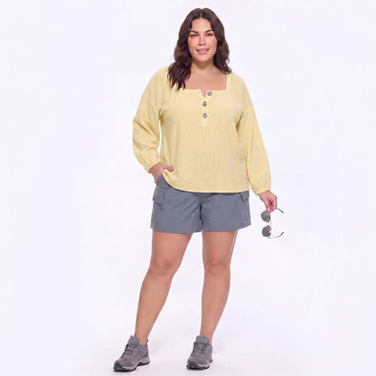Bluse mit Blumenmuster und eckigem Ausschnitt in Übergröße - image 2