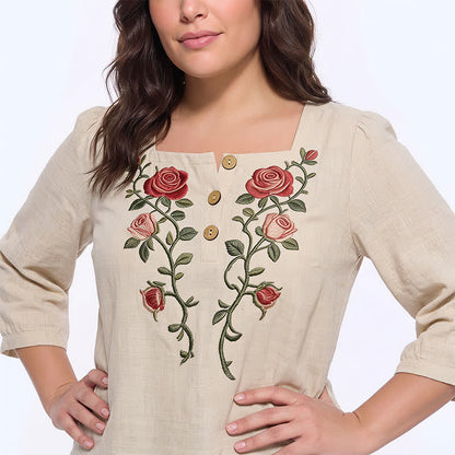 Bluse mit Blumenmuster und eckigem Ausschnitt in Übergröße - image 7