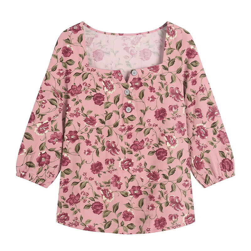 Bluse mit Blumenmuster und eckigem Ausschnitt in Übergröße - image 26