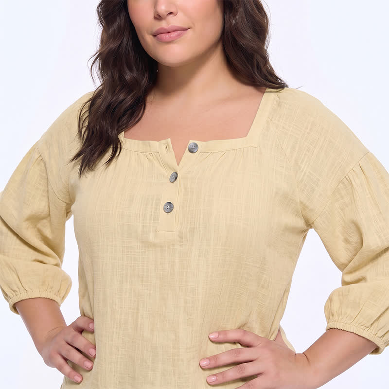 Bluse mit Blumenmuster und eckigem Ausschnitt in Übergröße - image 3