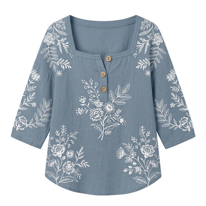Bluse mit Blumenmuster und eckigem Ausschnitt in Übergröße - image 27