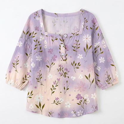 Bluse mit Blumenmuster und eckigem Ausschnitt in Übergröße - image 24