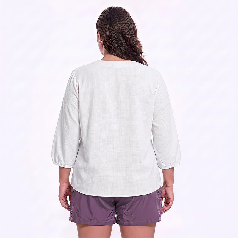 Lässige Bluse in Übergröße mit eckigem Ausschnitt und Knopfleiste - image 9