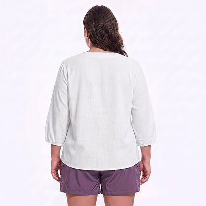 Lässige Bluse in Übergröße mit eckigem Ausschnitt und Knopfleiste - image 9