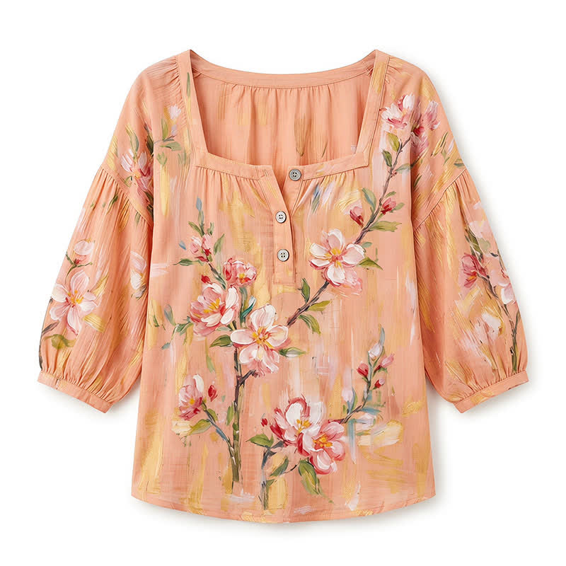 Lässige Bluse in Übergröße mit eckigem Ausschnitt und Knopfleiste - image 24