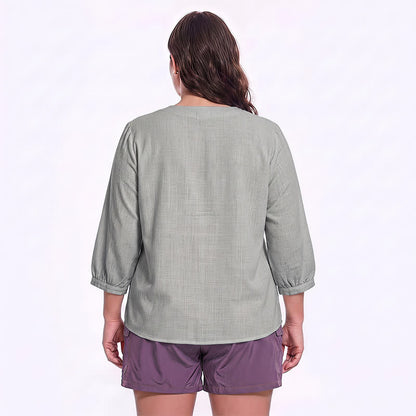 Lässige Bluse in Übergröße mit eckigem Ausschnitt und Knopfleiste - image 13