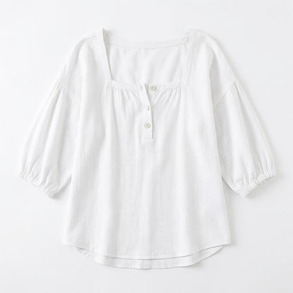 Lässige Bluse in Übergröße mit eckigem Ausschnitt und Knopfleiste - image 23