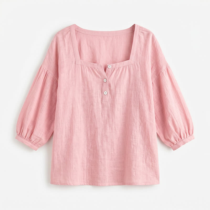 Lässige Bluse in Übergröße mit eckigem Ausschnitt und Knopfleiste - image 25