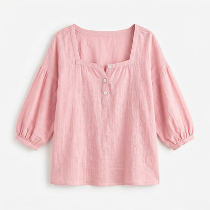 Lässige Bluse in Übergröße mit eckigem Ausschnitt und Knopfleiste - image 25