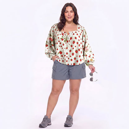Lässige Bluse in Übergröße mit eckigem Ausschnitt und Knopfleiste - image 18