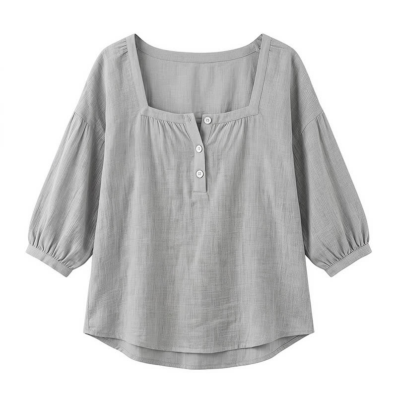 Lässige Bluse in Übergröße mit eckigem Ausschnitt und Knopfleiste - image 28