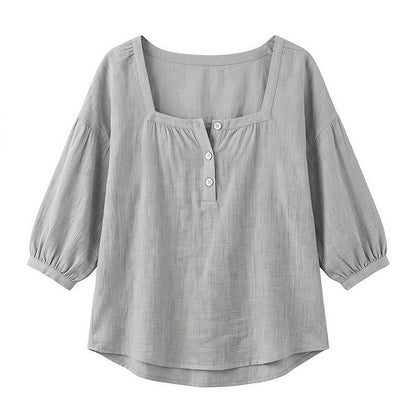 Lässige Bluse in Übergröße mit eckigem Ausschnitt und Knopfleiste - image 28