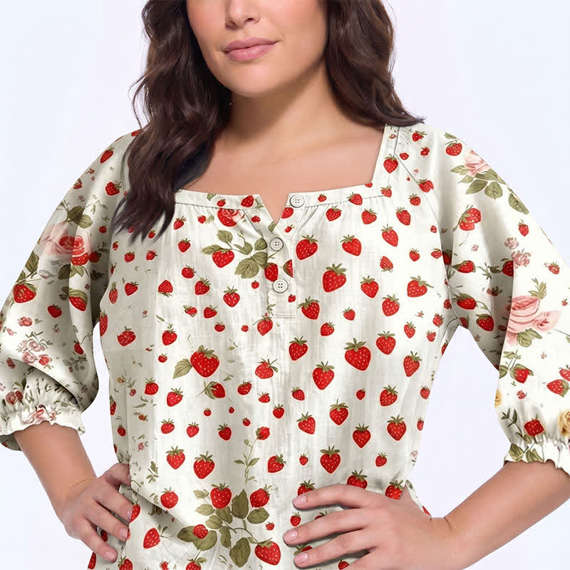 Lässige Bluse in Übergröße mit eckigem Ausschnitt und Knopfleiste - image 19