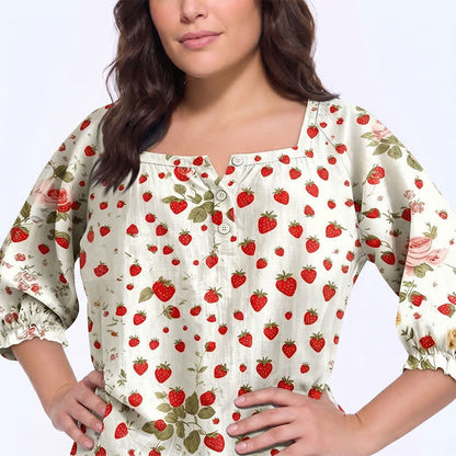Lässige Bluse in Übergröße mit eckigem Ausschnitt und Knopfleiste - image 19