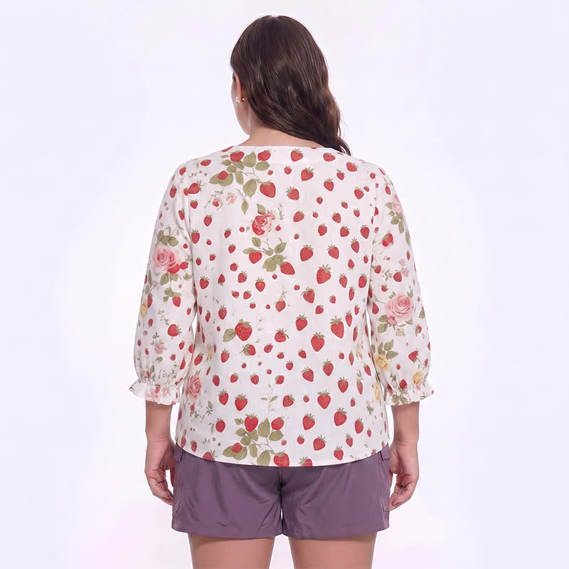 Lässige Bluse in Übergröße mit eckigem Ausschnitt und Knopfleiste - image 17