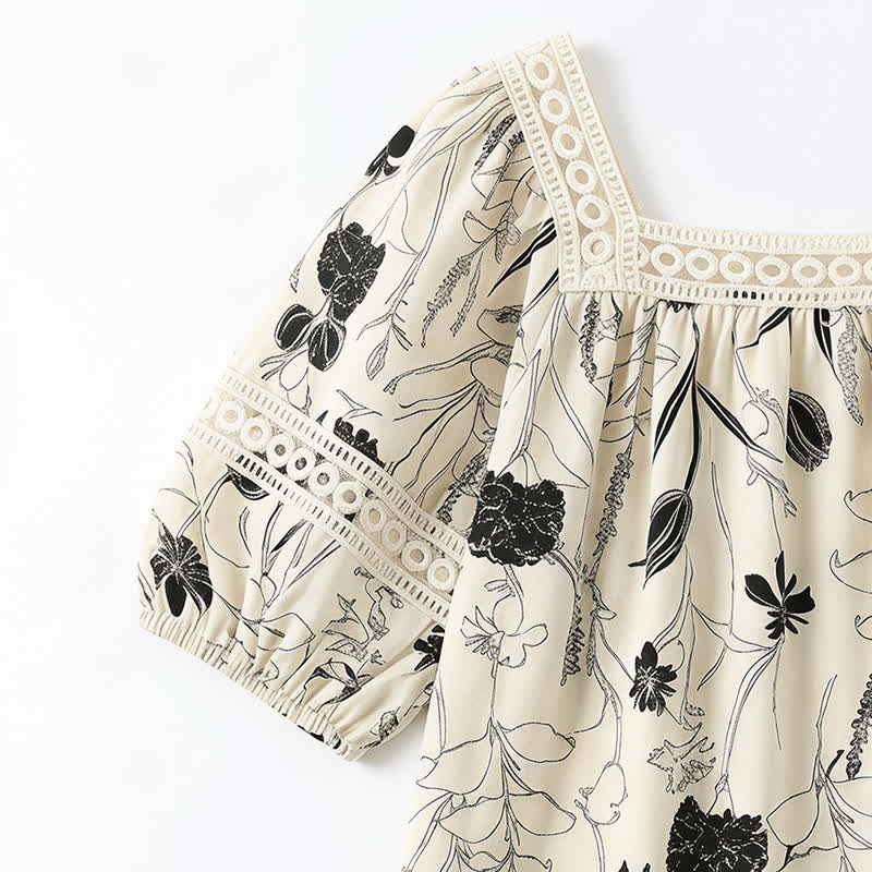 Vintage Bluse mit floraler Spitze und eckigem Ausschnitt - image 11