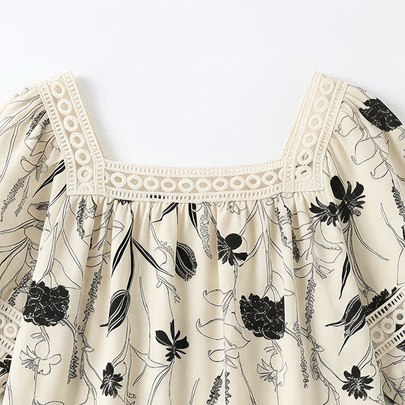 Vintage Bluse mit floraler Spitze und eckigem Ausschnitt - image 12