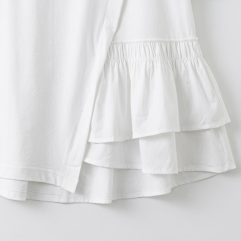 Asymmetrische Bluse mit Rüschensaum und kurzen Ärmeln - image 10