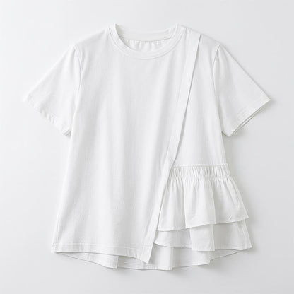 Asymmetrische Bluse mit Rüschensaum und kurzen Ärmeln - image 9