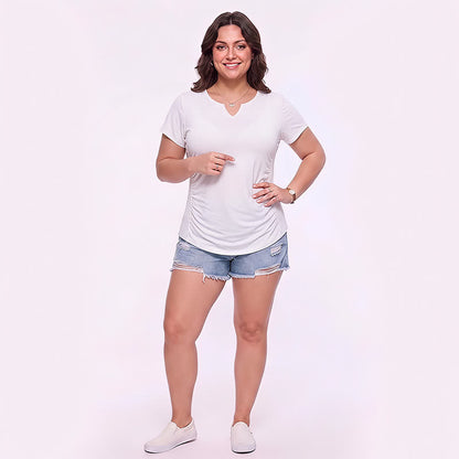 Sportshirt mit V-Ausschnitt und Raffung in Übergröße - image 10