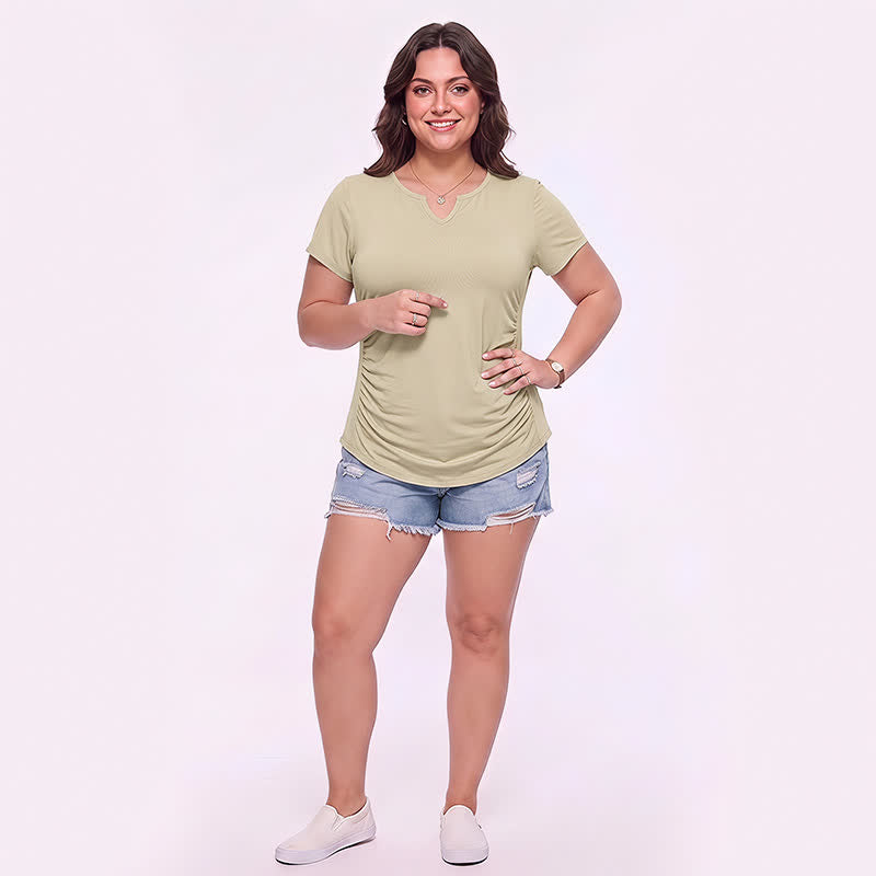 Sportshirt mit V-Ausschnitt und Raffung in Übergröße - image 2