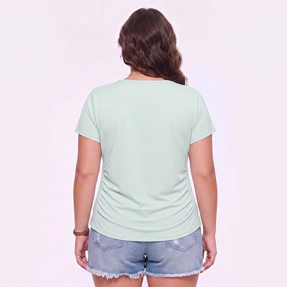 Sportshirt mit V-Ausschnitt und Raffung in Übergröße - image 5