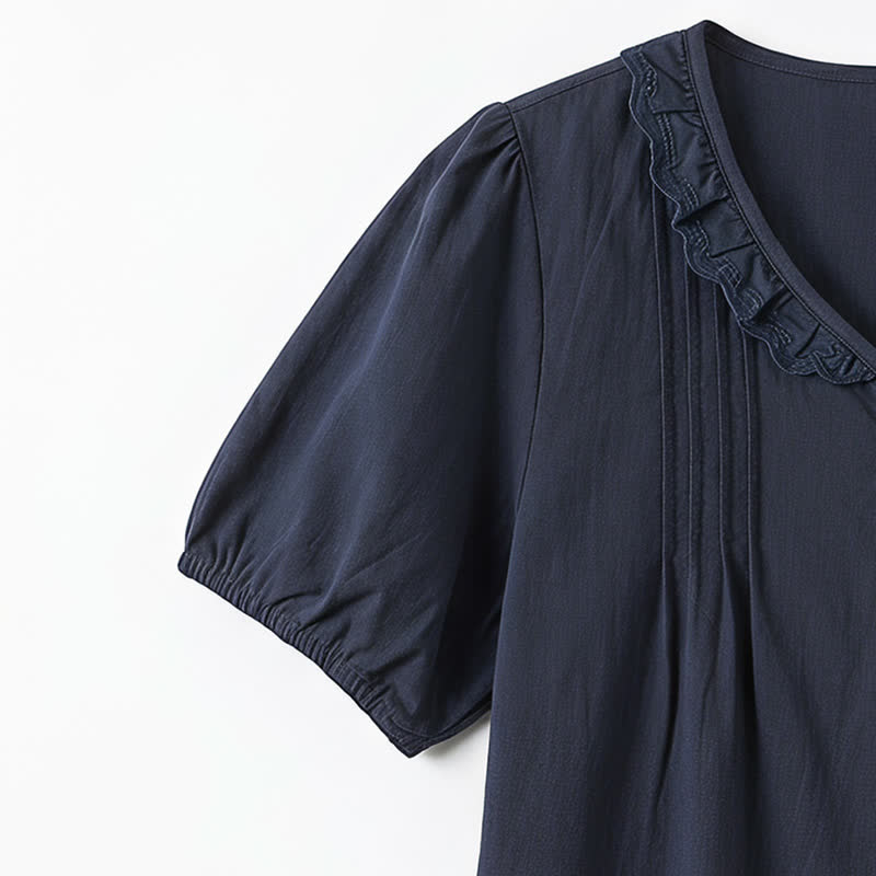 Rüschenbluse mit V-Ausschnitt und Knopfleiste für jeden Tag - image 10