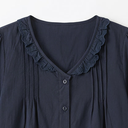 Rüschenbluse mit V-Ausschnitt und Knopfleiste für jeden Tag - image 9