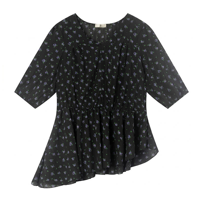 Plus Size Bluse aus Chiffon mit floralem Schößchen - image 5