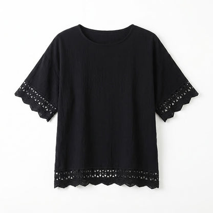 Bluse in Übergröße mit Spitzenbesatz und kurzen Ärmeln - image 9