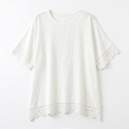 Bluse in Übergröße mit Spitzenbesatz und kurzen Ärmeln - image 8