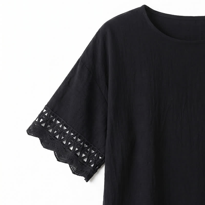 Bluse in Übergröße mit Spitzenbesatz und kurzen Ärmeln - image 10
