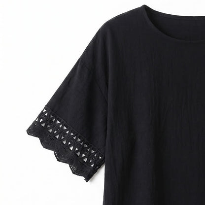 Bluse in Übergröße mit Spitzenbesatz und kurzen Ärmeln - image 10