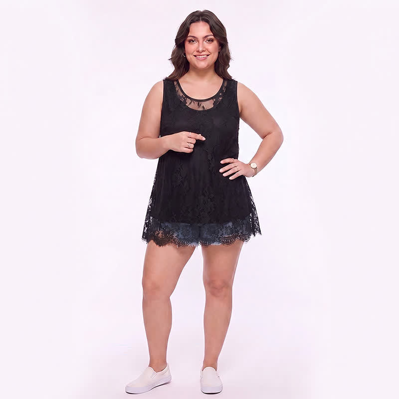 Bluse aus Spitzenmesh in Übergröße - image 2