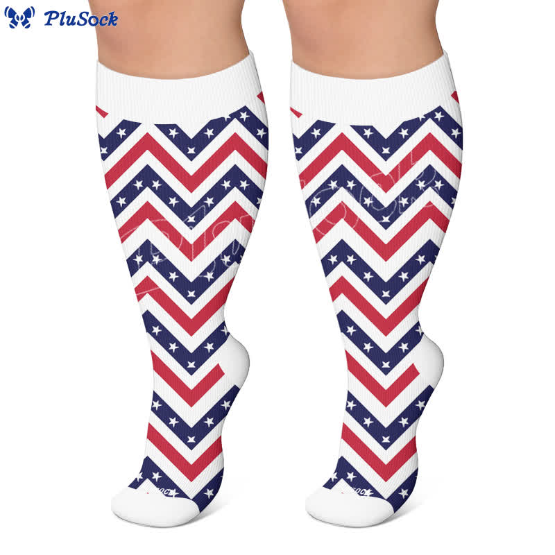 Americana Kompressionsstrümpfe in Übergröße mit Sternenstreifen - image 5