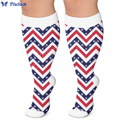 Americana Kompressionsstrümpfe in Übergröße mit Sternenstreifen - image 5