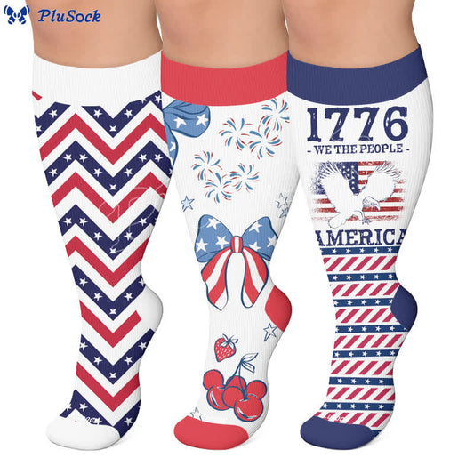 Americana Kompressionsstrümpfe in Übergröße mit Sternenstreifen - image 0