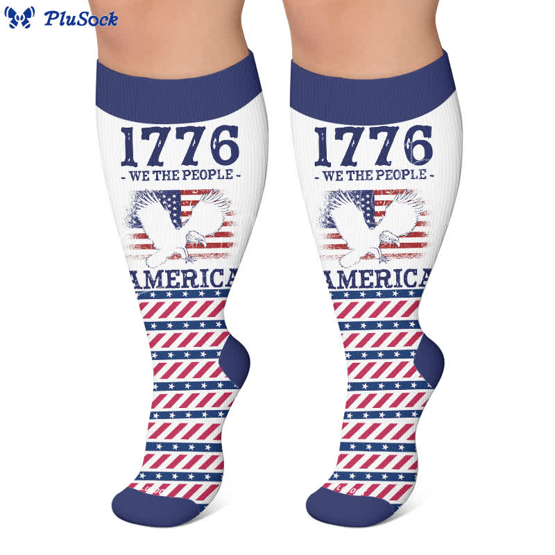 Americana Kompressionsstrümpfe in Übergröße mit Sternenstreifen - image 7
