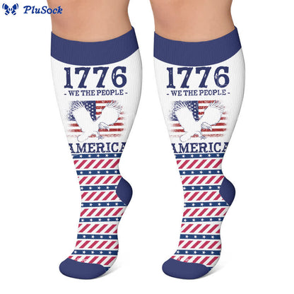 Americana Kompressionsstrümpfe in Übergröße mit Sternenstreifen - image 7
