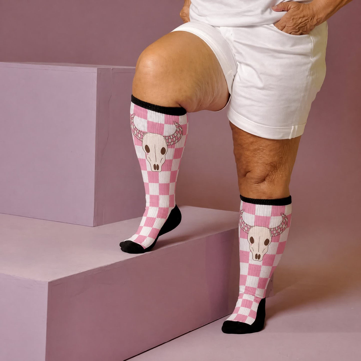 Kompressionsstrümpfe mit Kirschschädel in Übergröße - Schwarz (1 Paar) - 4XL(1 Paar) - image 3