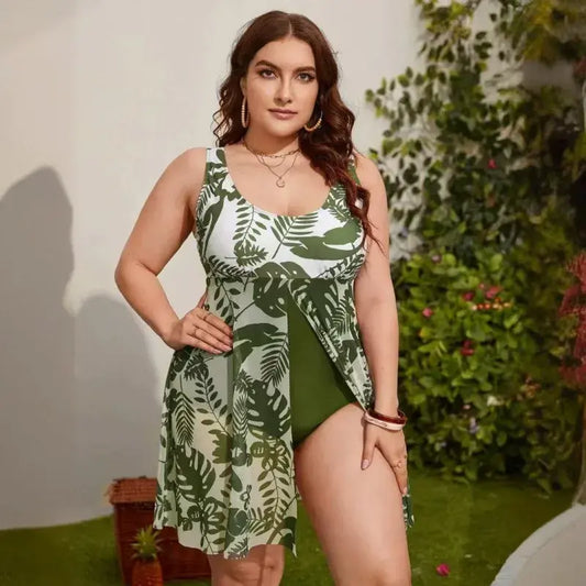 Badekleid mit U-Ausschnitt, Netzrock und Bauchkontrolle - A - 5XL - image 0