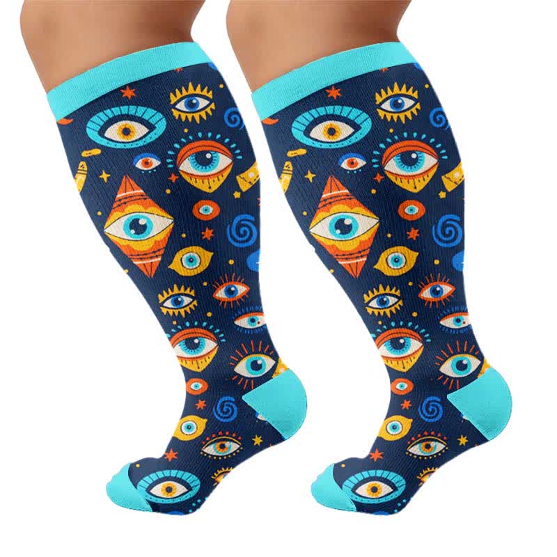 Cosmic Eye Kompressionsstrümpfe in Übergröße - Blau (1 Paar) - 4XL - image 8
