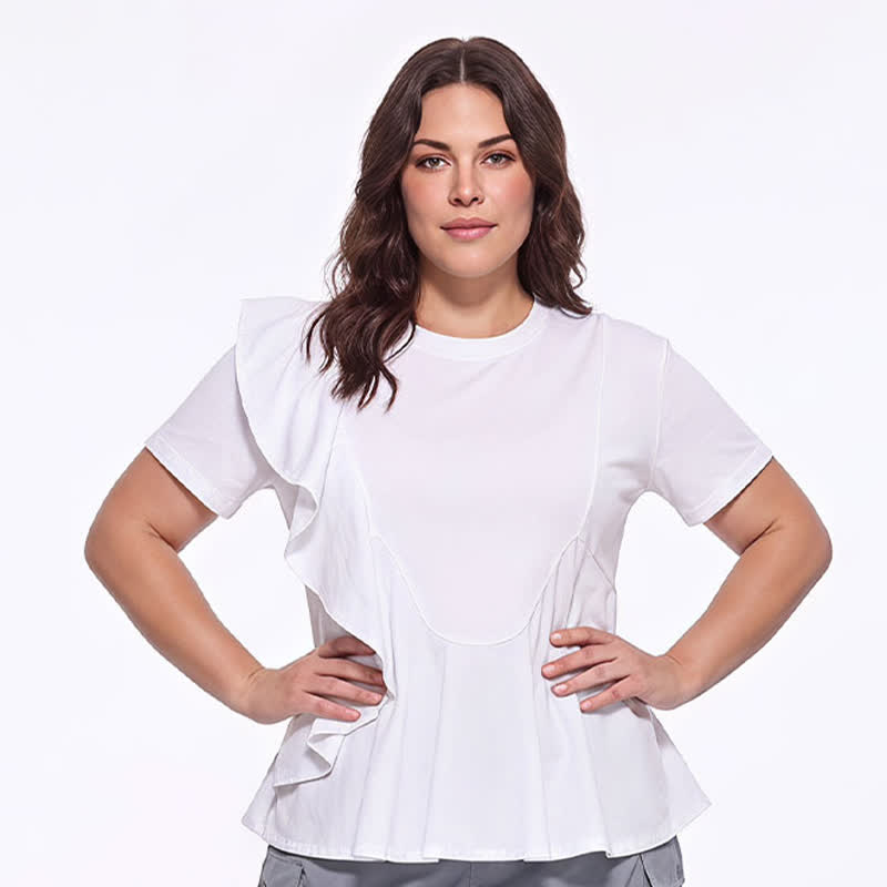 Bluse in A-Linie mit asymmetrischem Rüschendetail - image 0