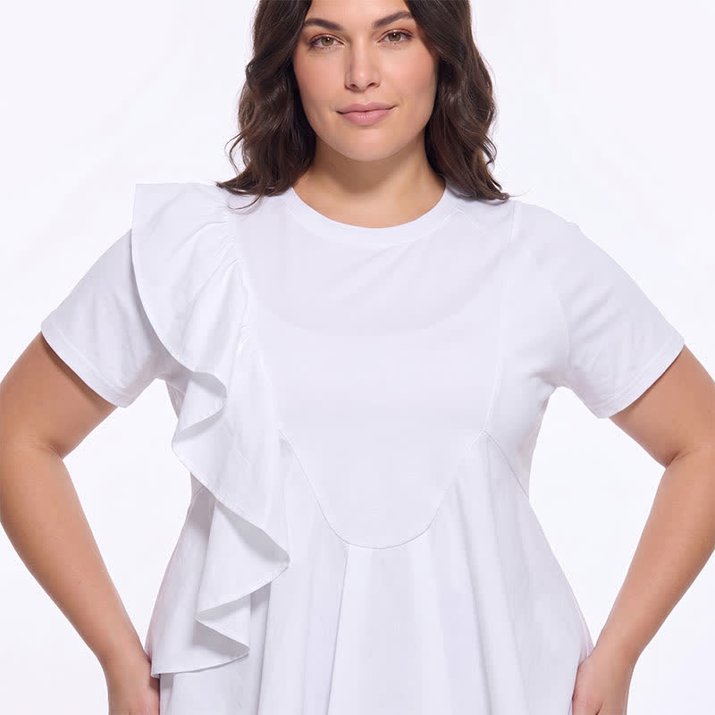 Bluse in A-Linie mit asymmetrischem Rüschendetail - image 1