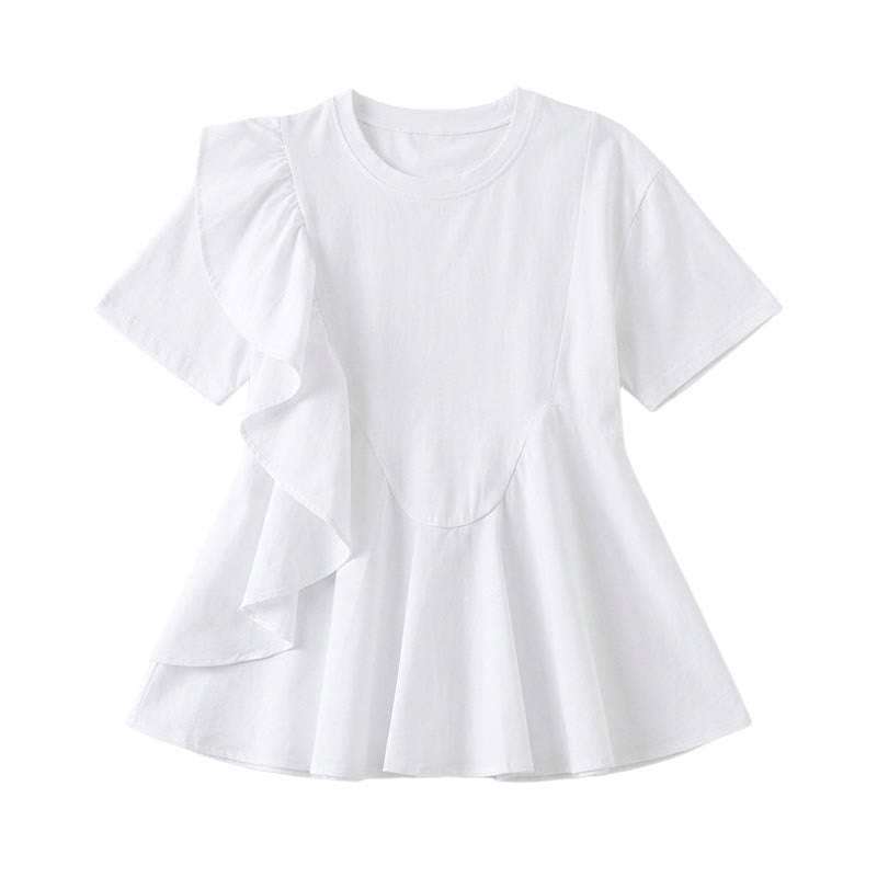 Bluse in A-Linie mit asymmetrischem Rüschendetail - Weiß - 2XL - image 7