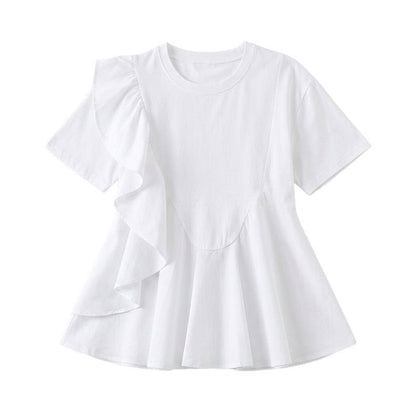 Bluse in A-Linie mit asymmetrischem Rüschendetail - Weiß - 2XL - image 7